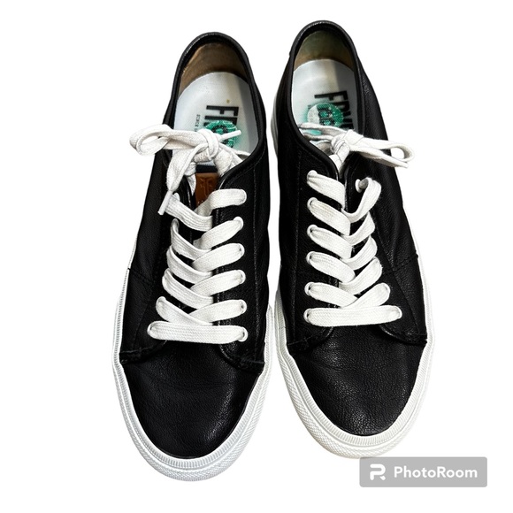 Frye Shoes - Frye Gia low lace sneakers black leather with brown accents 8